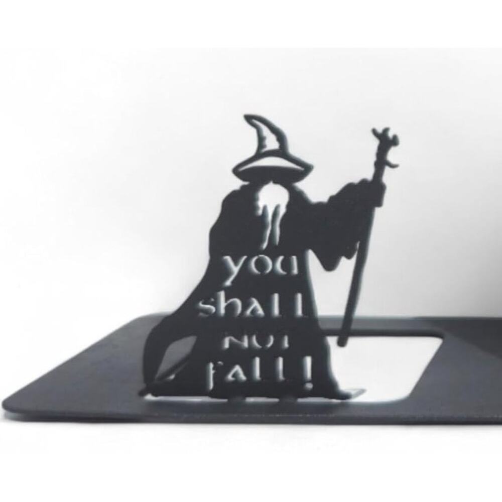 LOTR Metal Bookends Black Non Slip Book Ends Geek Shelf Decor Sturdy Steel